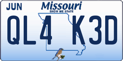 MO license plate QL4K3D