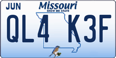 MO license plate QL4K3F