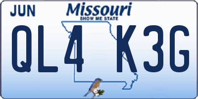 MO license plate QL4K3G