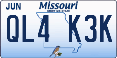 MO license plate QL4K3K