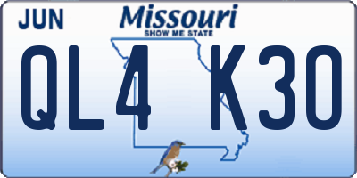 MO license plate QL4K3O