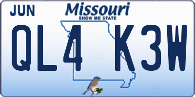 MO license plate QL4K3W