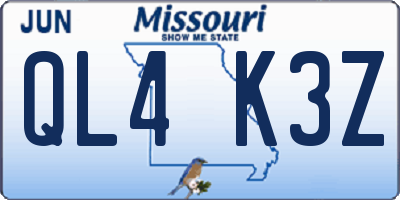 MO license plate QL4K3Z