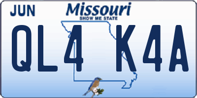 MO license plate QL4K4A