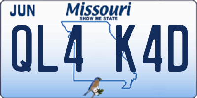 MO license plate QL4K4D