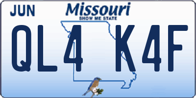 MO license plate QL4K4F