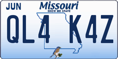 MO license plate QL4K4Z