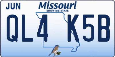 MO license plate QL4K5B