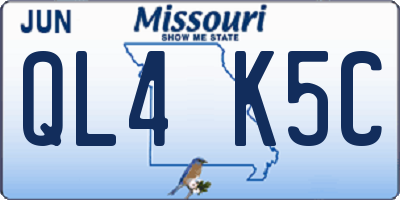 MO license plate QL4K5C