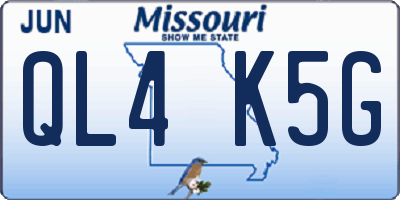 MO license plate QL4K5G