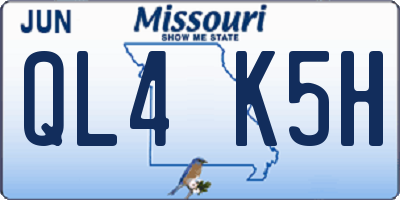 MO license plate QL4K5H