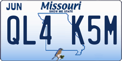 MO license plate QL4K5M