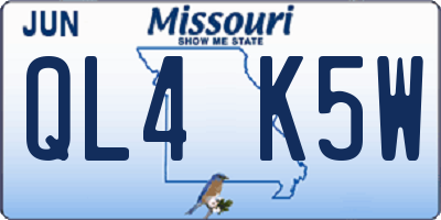 MO license plate QL4K5W