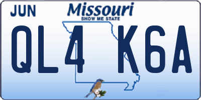 MO license plate QL4K6A