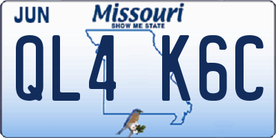 MO license plate QL4K6C