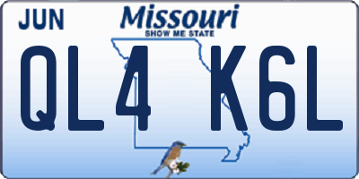 MO license plate QL4K6L