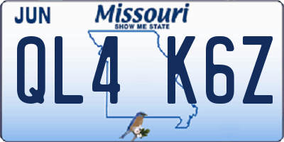 MO license plate QL4K6Z