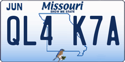 MO license plate QL4K7A