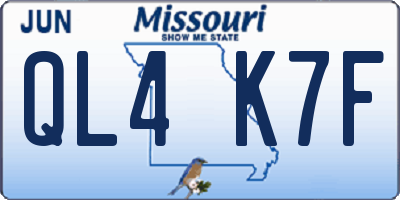 MO license plate QL4K7F