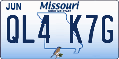 MO license plate QL4K7G