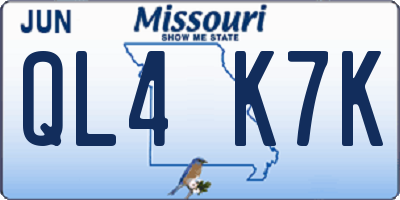 MO license plate QL4K7K