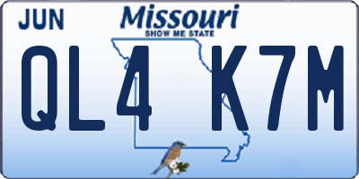 MO license plate QL4K7M