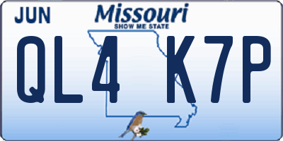 MO license plate QL4K7P
