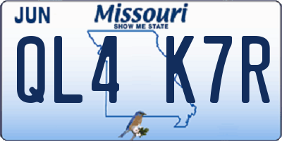 MO license plate QL4K7R