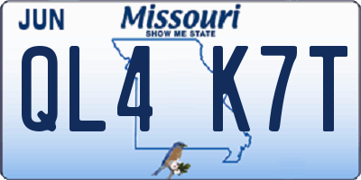 MO license plate QL4K7T