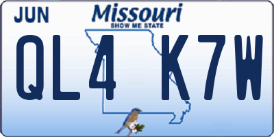 MO license plate QL4K7W