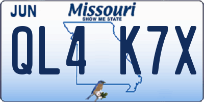 MO license plate QL4K7X