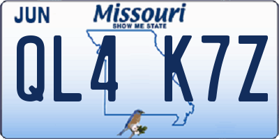 MO license plate QL4K7Z