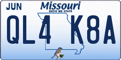 MO license plate QL4K8A