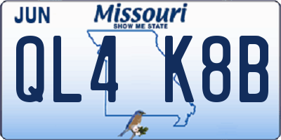 MO license plate QL4K8B