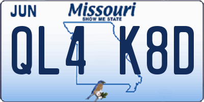 MO license plate QL4K8D