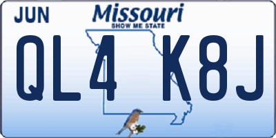 MO license plate QL4K8J