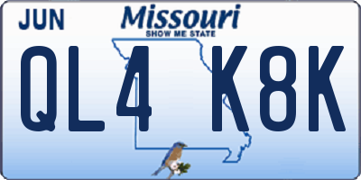 MO license plate QL4K8K