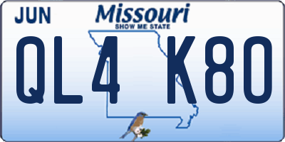 MO license plate QL4K8O