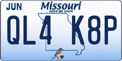 MO license plate QL4K8P