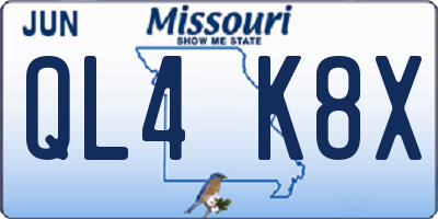 MO license plate QL4K8X
