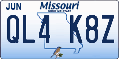 MO license plate QL4K8Z