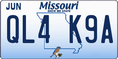 MO license plate QL4K9A
