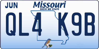 MO license plate QL4K9B