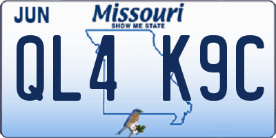 MO license plate QL4K9C