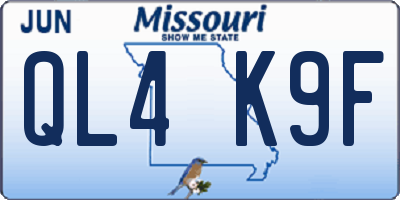 MO license plate QL4K9F