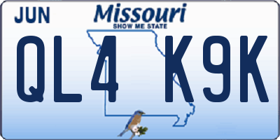 MO license plate QL4K9K