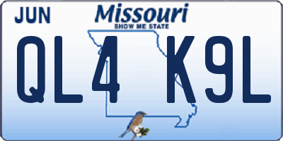 MO license plate QL4K9L