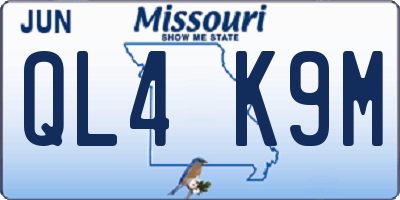 MO license plate QL4K9M