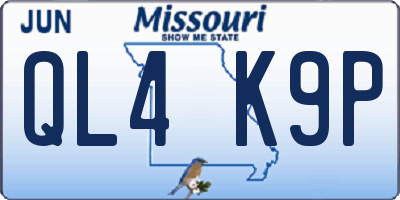 MO license plate QL4K9P