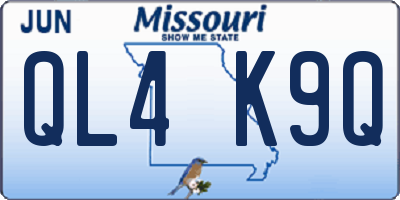 MO license plate QL4K9Q